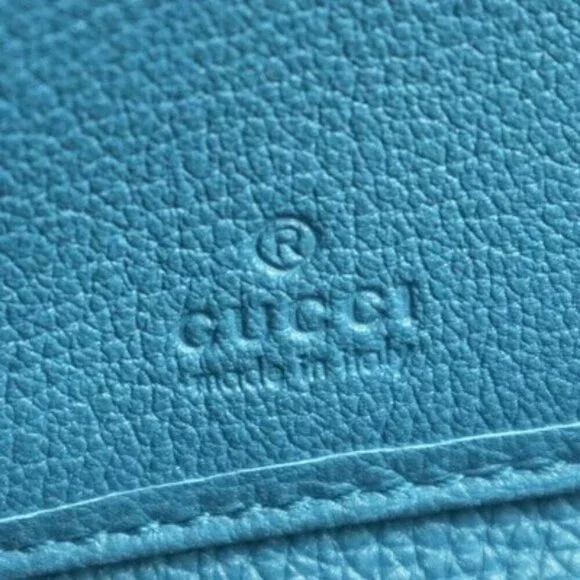 Gucci Blue Leather Zip-Around Wallet  Embossed Logo Authentic - Picture 7 of 14